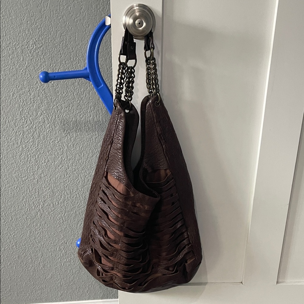Romygold Brown Slasher Slouchy Hobo Shoulder Bag